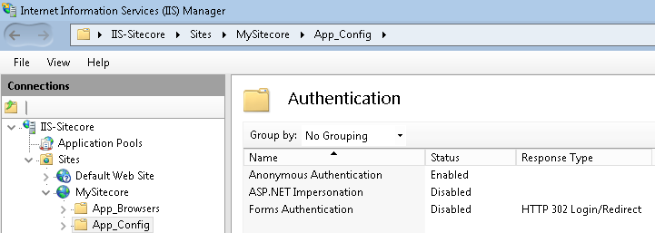 all authentication methods available on your Web Server